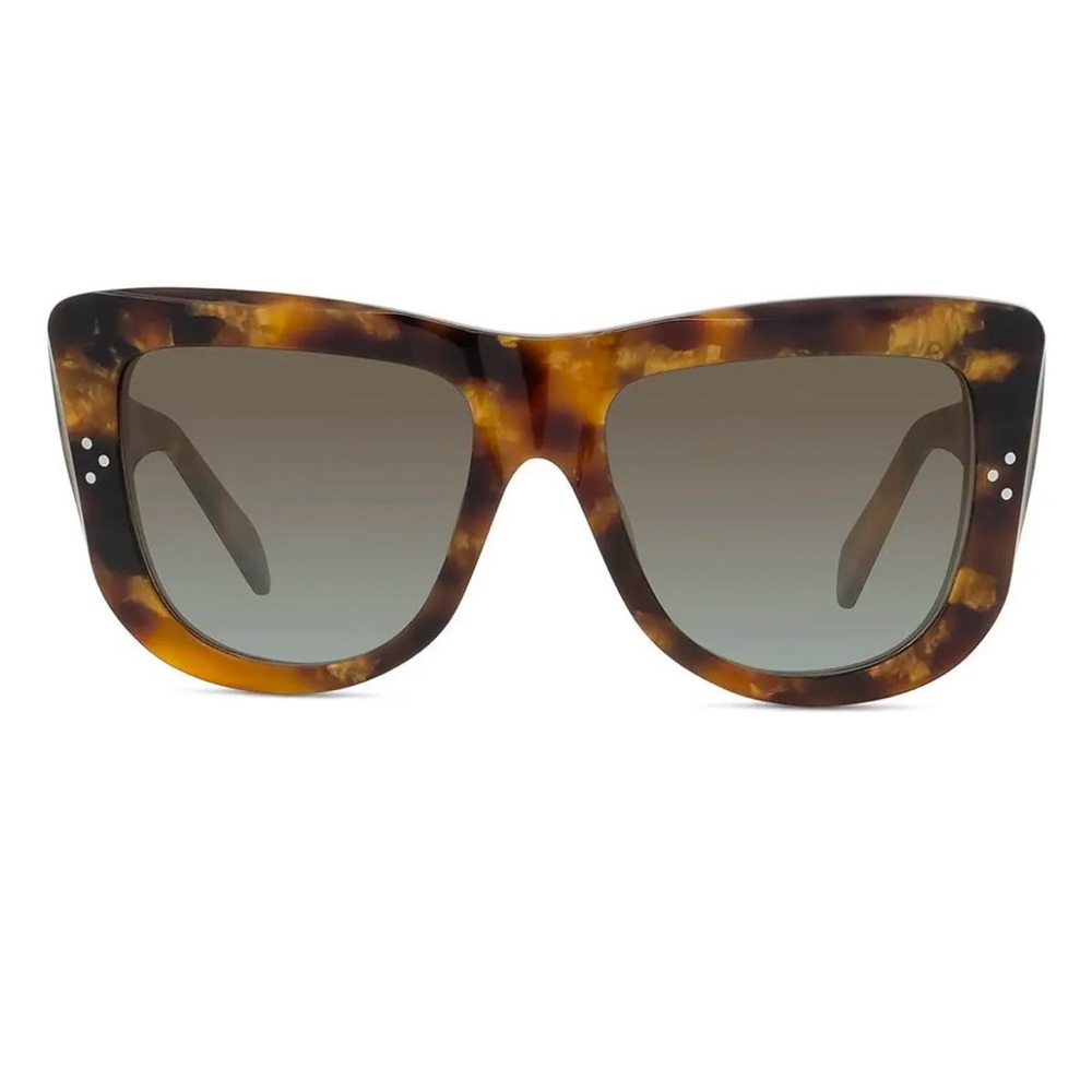 Celine 57mm polarized tortoise flat top sunglasses in Dark Havana
